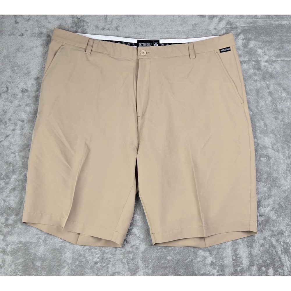 Tattoo Golf Performance Shorts Men's Size 42 Stretch Poly‎ Beige Skull EUC